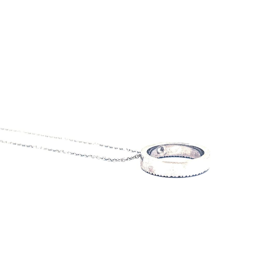 14K White Gold 0.33 ctw Dia Circle Pendant Necklace 16.5'' 3