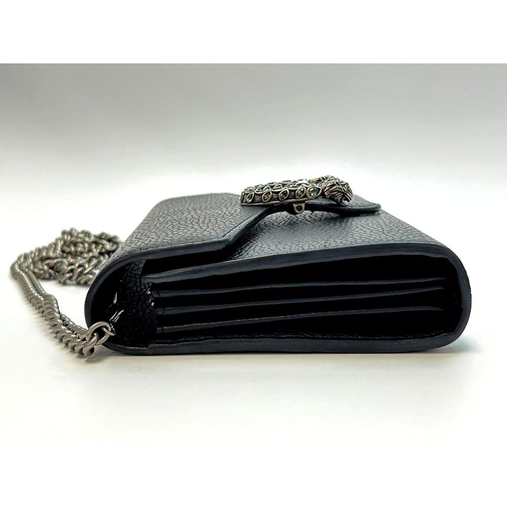 Gucci Calfskin Mini Dionysus Chain Wallet Black Good 3