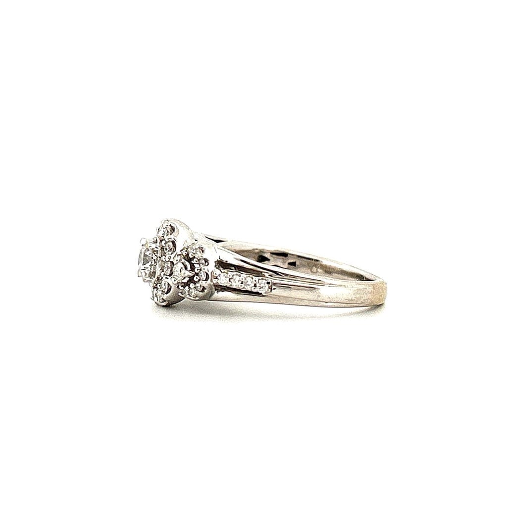 14K White Gold Diamond Cluster Ring Sz 4 3
