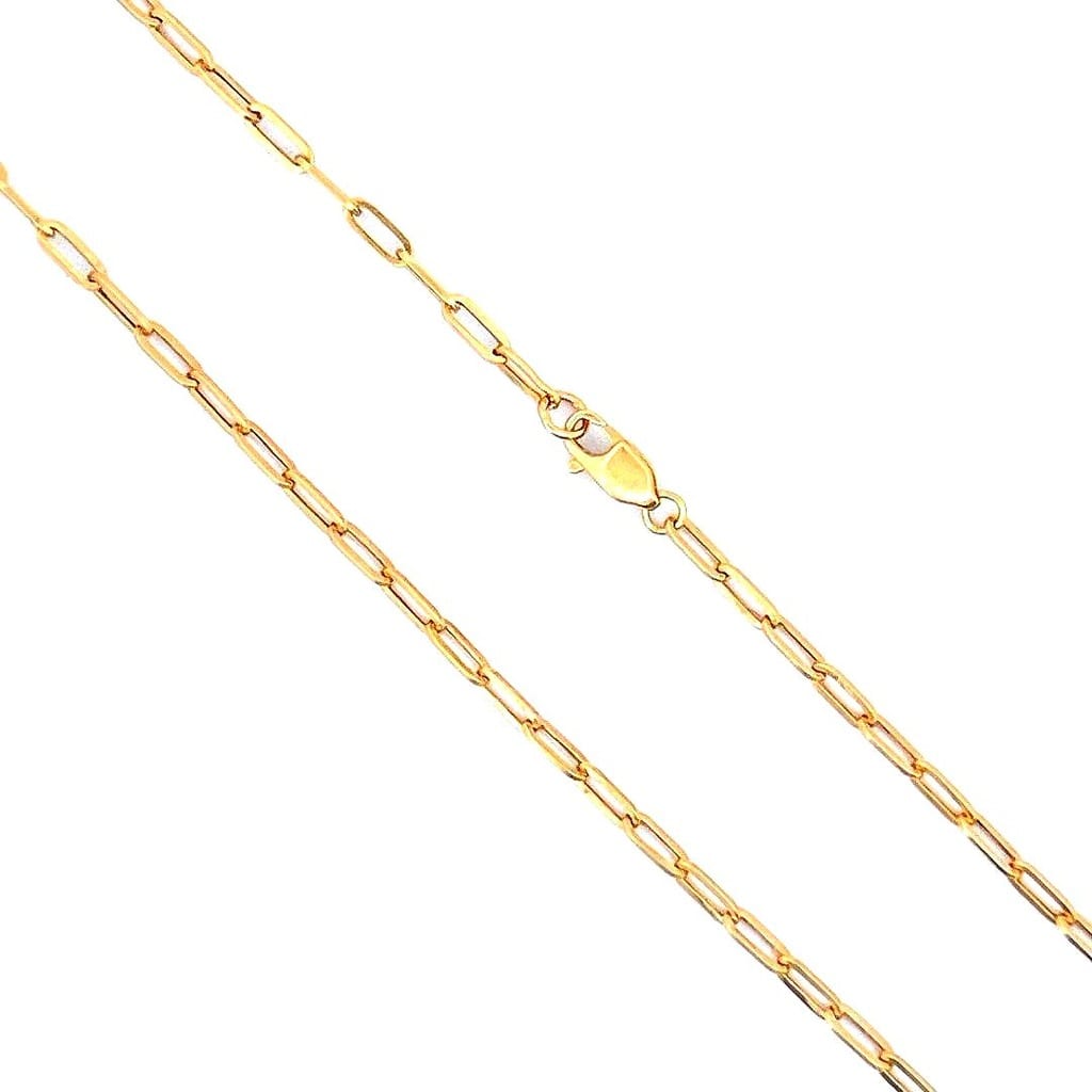 18K Yellow Gold Mini Paperclip Chain 18" 3