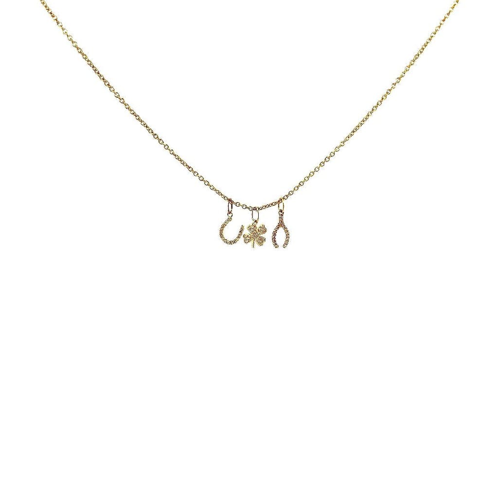 14K Yellow Gold Diamond Charm Necklace .33 ctw 2