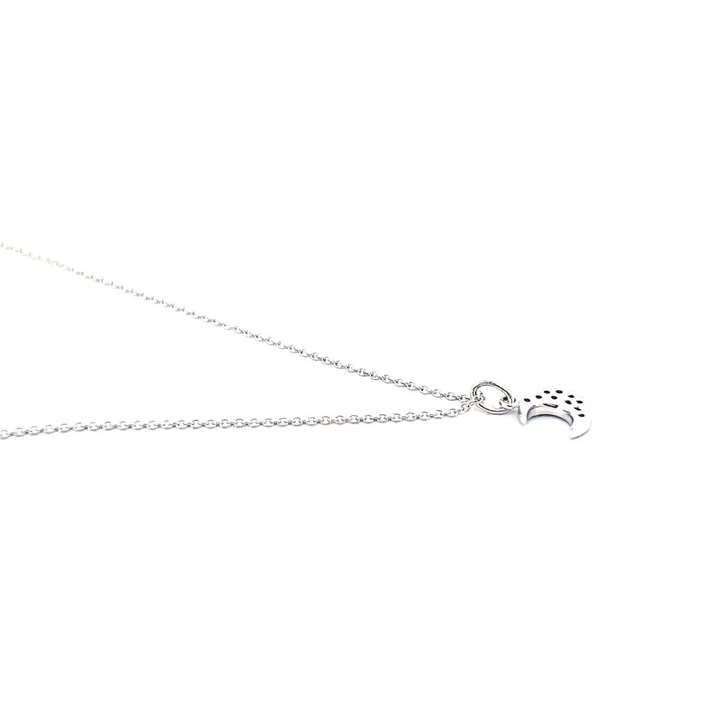 14K White Gold 0.08 ctw Diamond Moon Necklace 16", 17", 18" 3