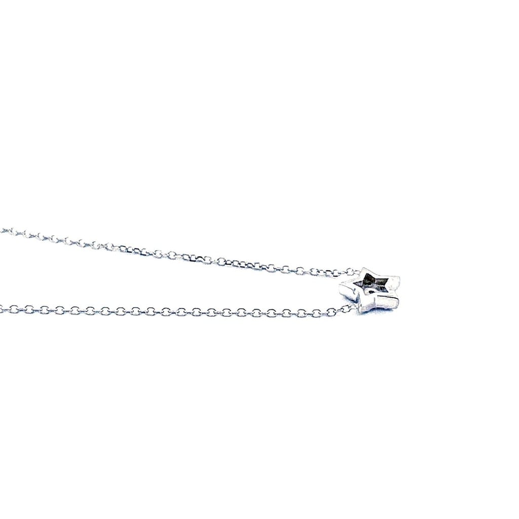 14K White Gold 0.06 ctw Diamond Star Necklace 16" 3