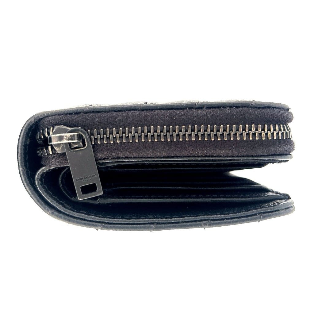 YSL Saint Laurent Cassandre Matelassé Wallet in Grain De Poudre Embossed Leather Black 3