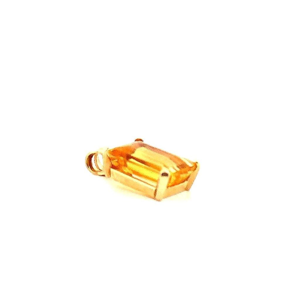 14K Yellow Gold Emerald Cut Citrine Pendant 3