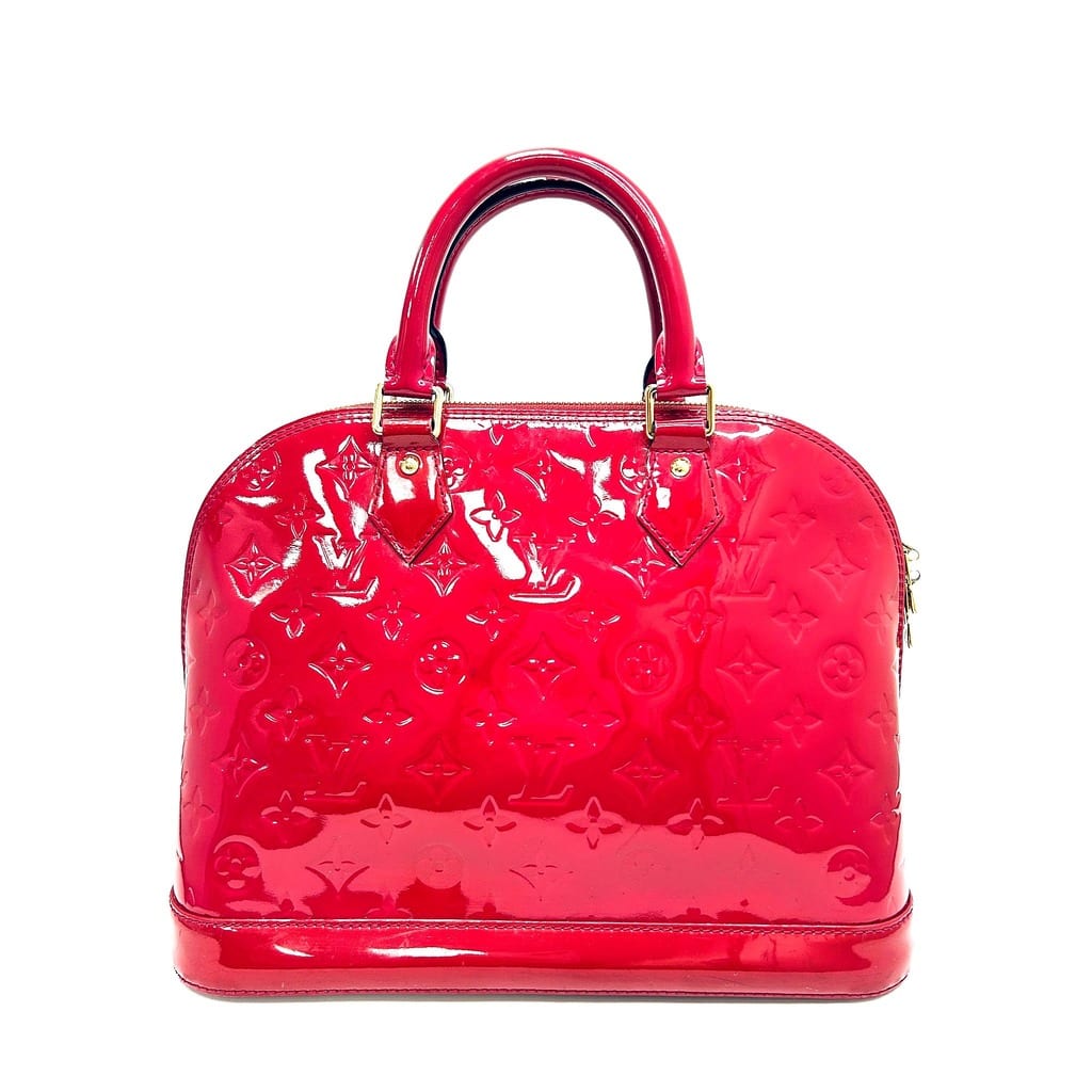 Louis Vuitton Alma MM Red Monogram Vernis Patent Leather Bag w/ Lock & Keys 3
