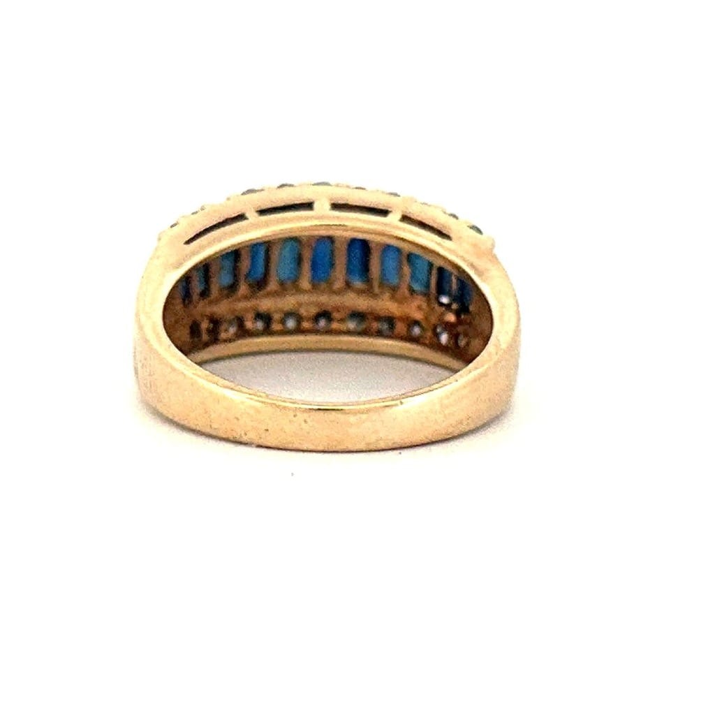 14K Yellow Gold Sapphire & 0.44ctw Diamond Ring Sz 6 3