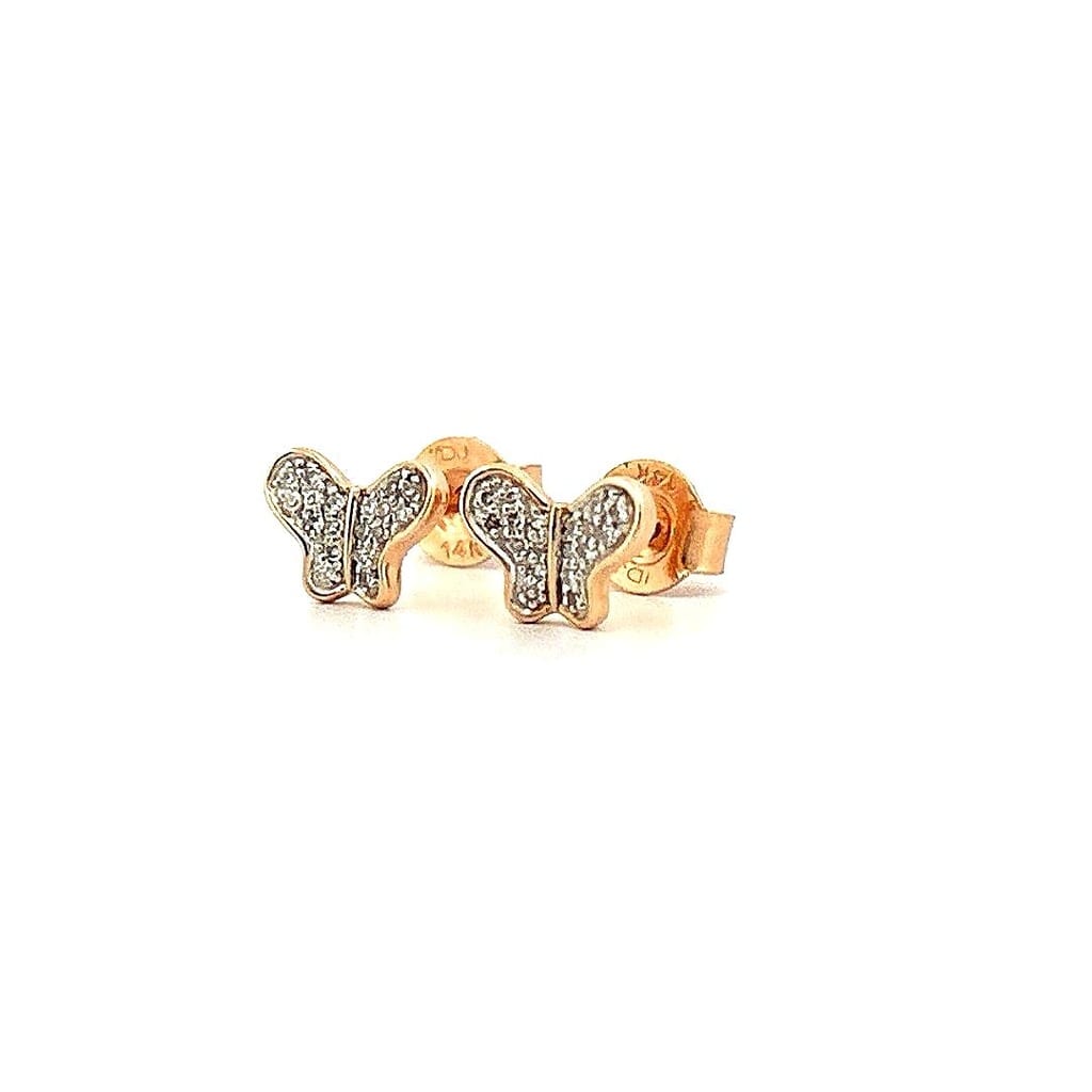 14K Rose Gold 0.18 ctw Diamond Butterfly Stud Earrings 3