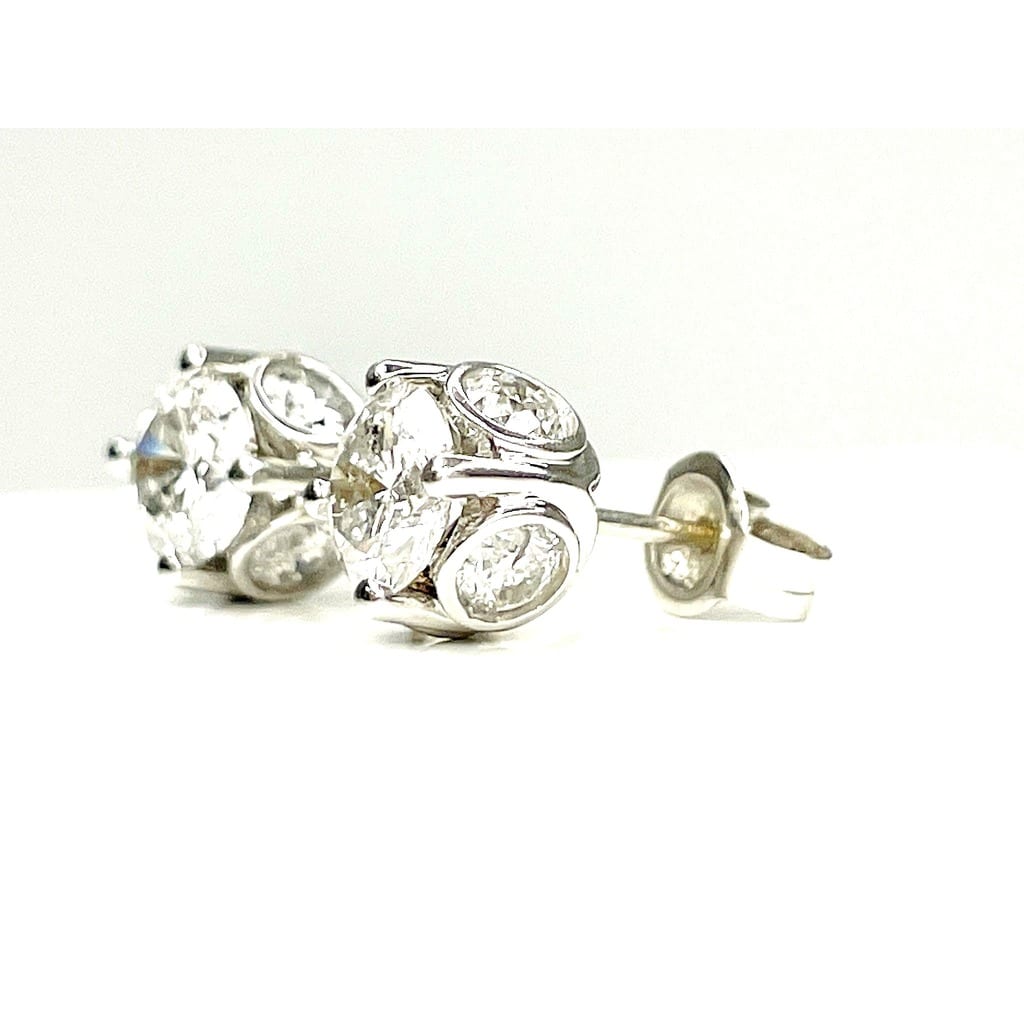 14K White Gold 2.0 ctw Diamond Earrings 4