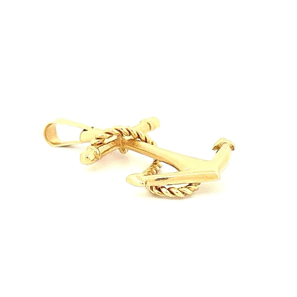 14K Yellow Gold Anchor Pendant 4