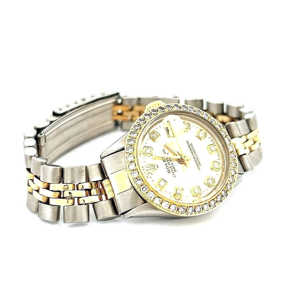 Vintage Rolex Ladies Datejust Ref 6517 Champagne T/T with Diamond Bezel 4