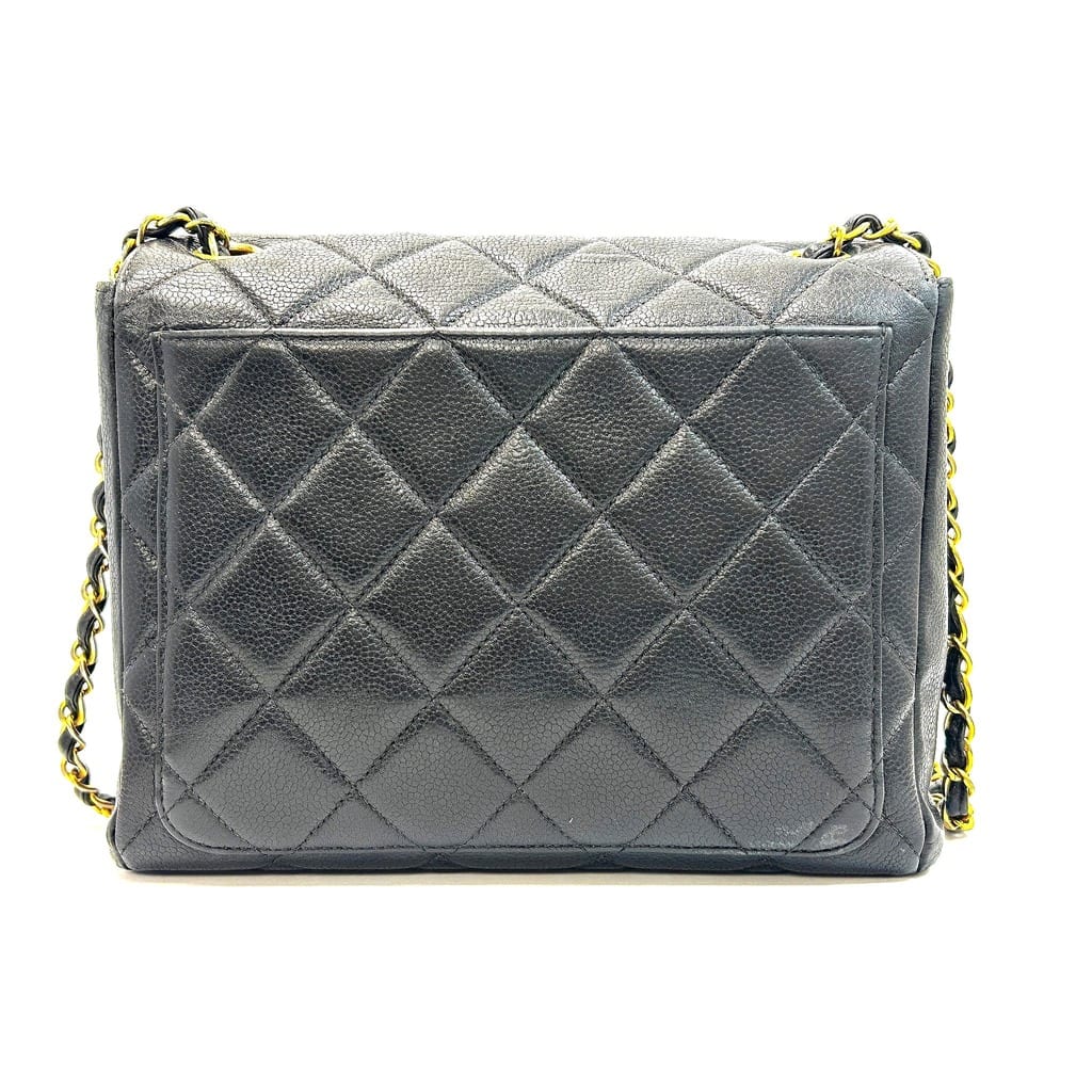 Chanel CC Square Flap Bag Black Caviar Leather 4