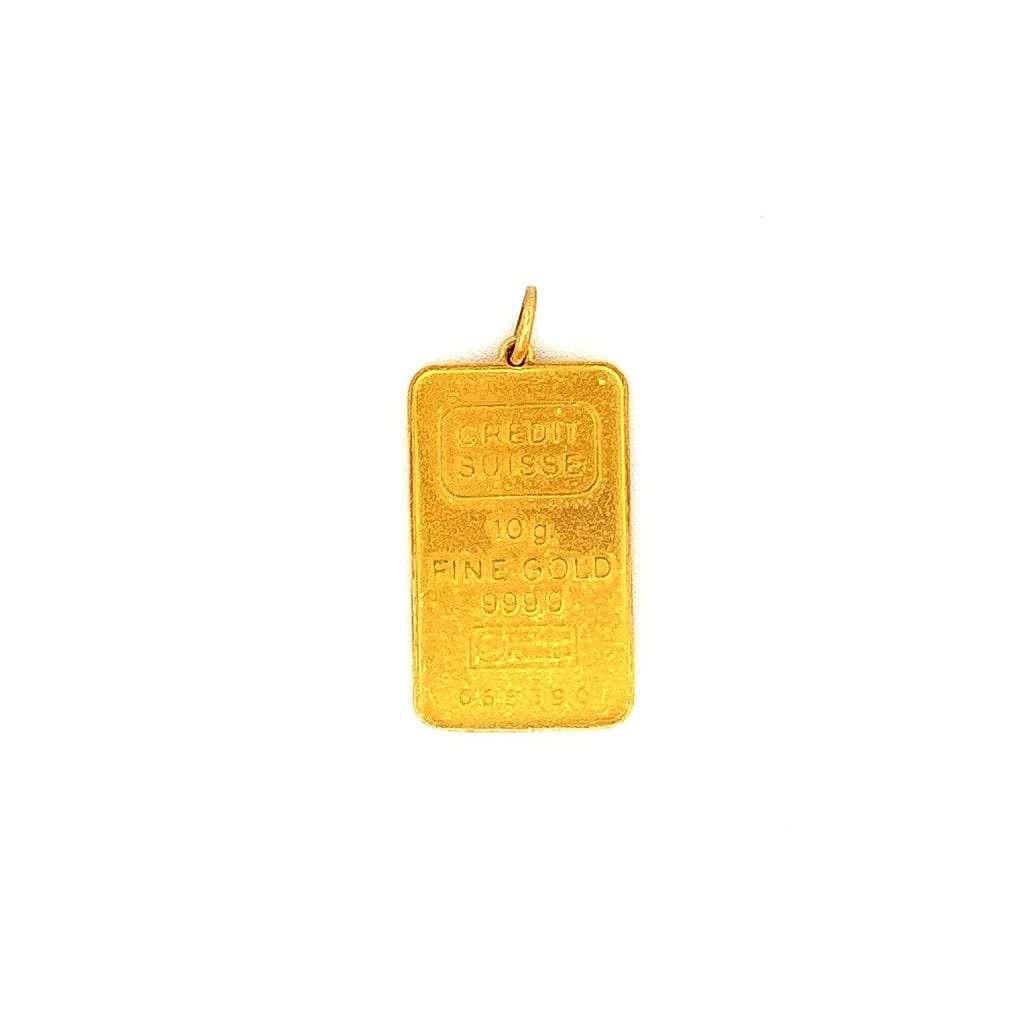 24K Yellow Gold 5g Pamp Suisse Lady Fortuna Bar set in 14K Yellow Gold 1.80ctw Diamond Bezel Pendant 4