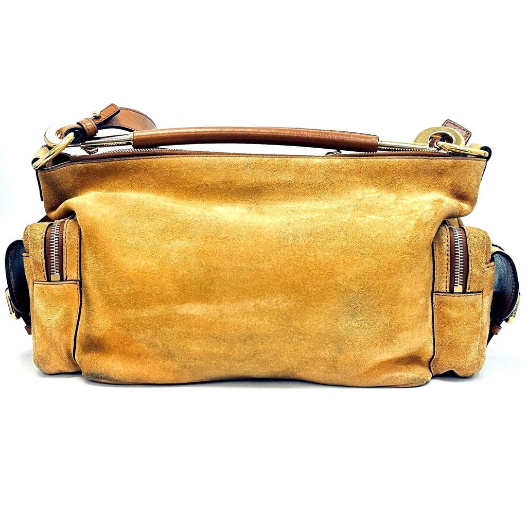 Chloé Medium Double Carry Suede Leather Shoulder Bag Brown Gold HW 4