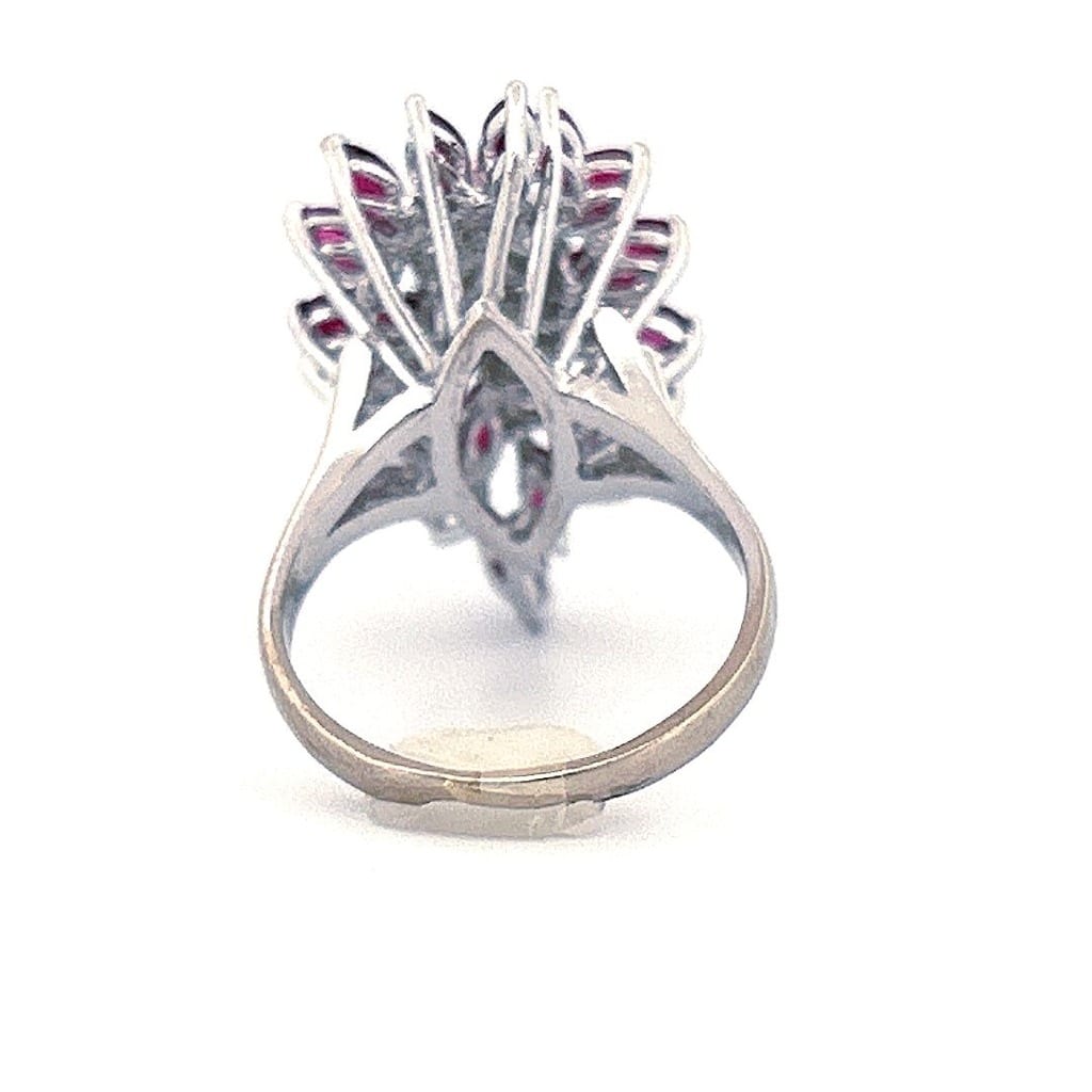 Vintage 14K White Gold 0.55 ctw Diamond and Ruby Ring Sz 7 5