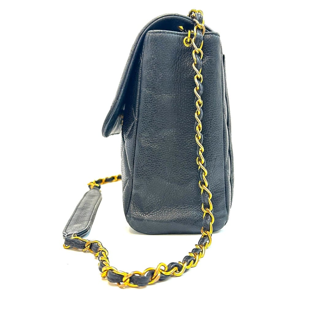 Chanel CC Square Flap Bag Black Caviar Leather 5