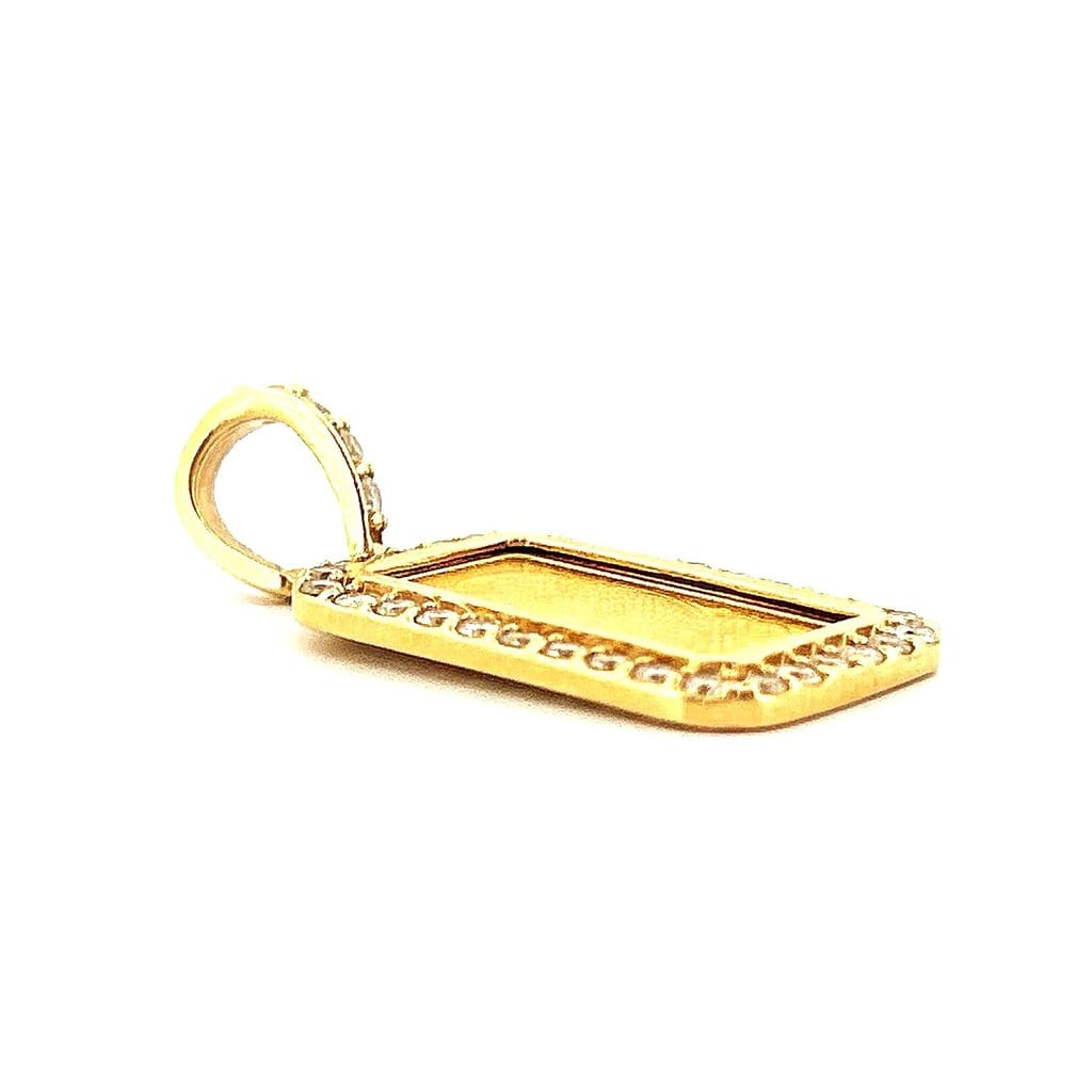 24K Yellow Gold 5g Pamp Suisse Lady Fortuna Bar set in 14K Yellow Gold 1.80ctw Diamond Bezel Pendant 5