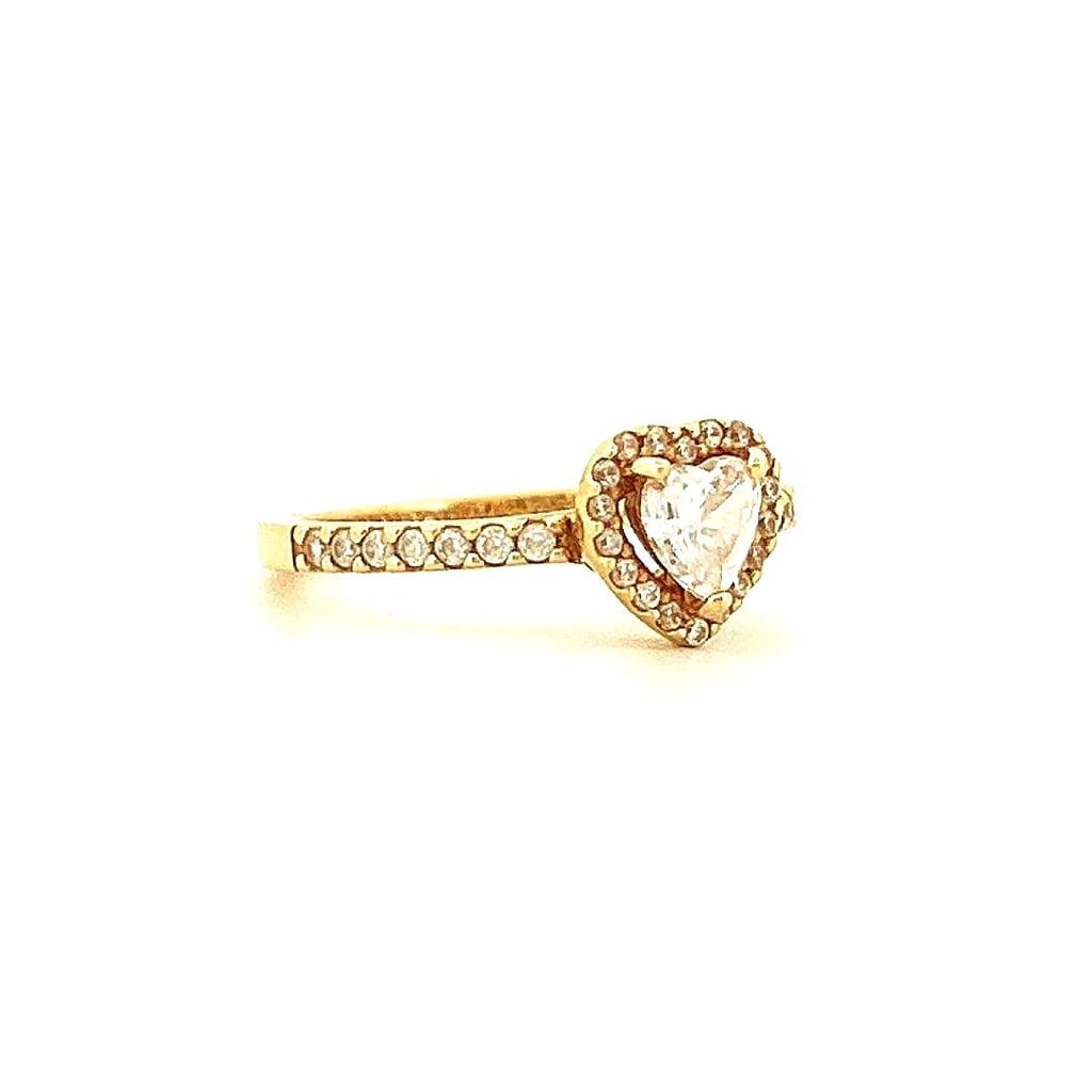Pandora Elevated Heart 14K Gold-Plated & Cubic Zirconia Ring Sz 6 5