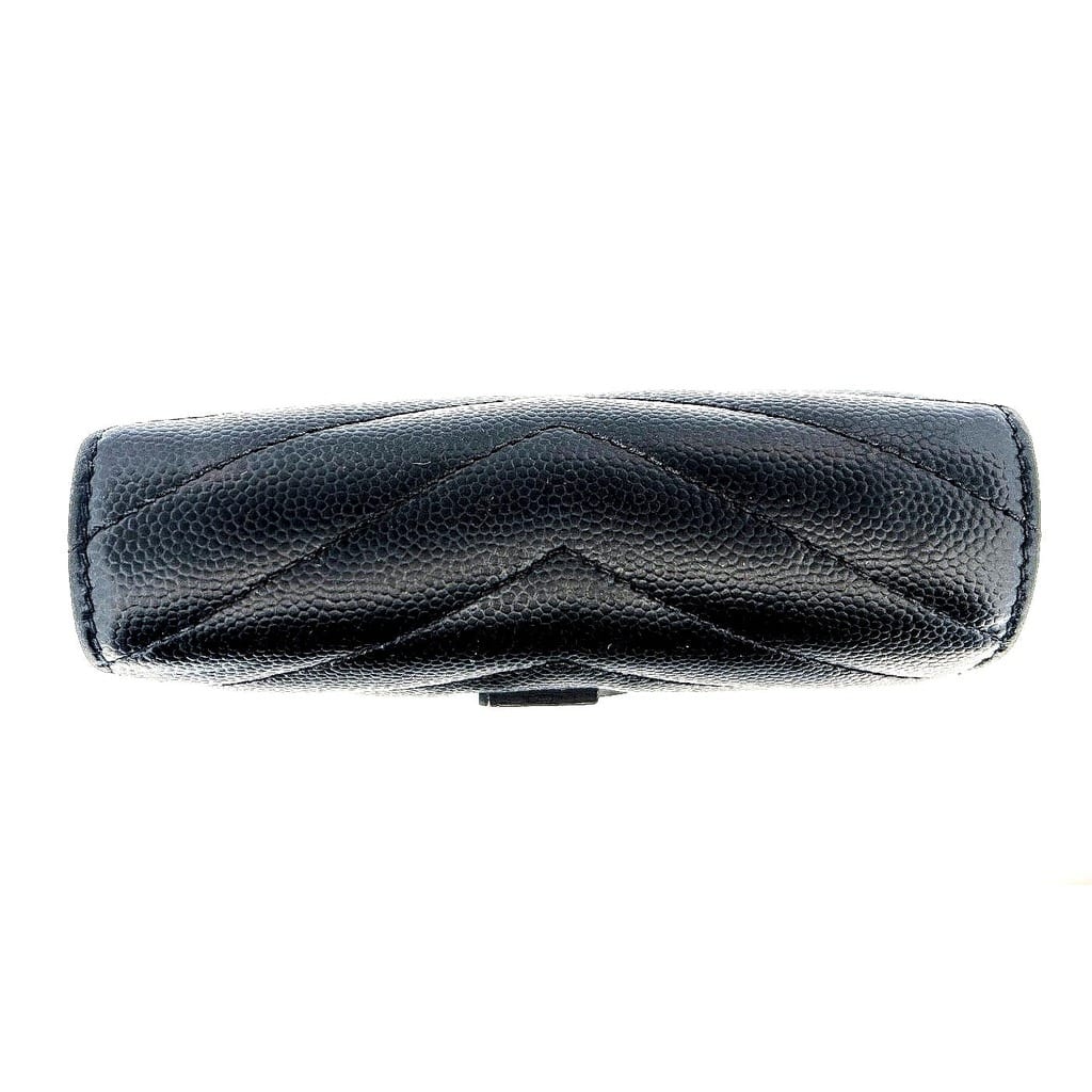 YSL Saint Laurent Cassandre Matelassé Wallet in Grain De Poudre Embossed Leather Black 5