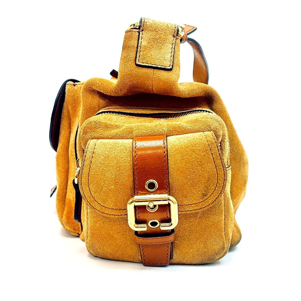 Chloé Medium Double Carry Suede Leather Shoulder Bag Brown Gold HW 5