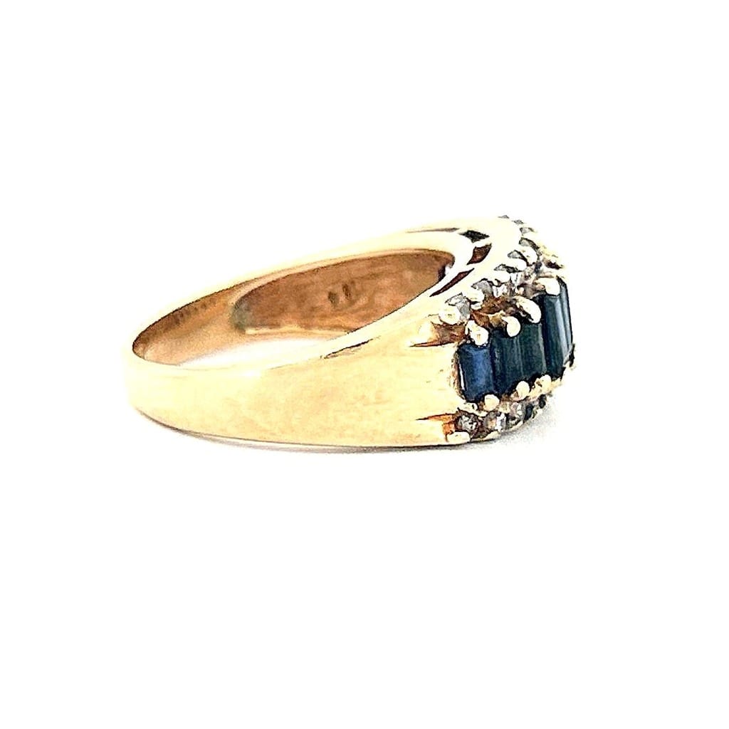 14K Yellow Gold Sapphire & 0.44ctw Diamond Ring Sz 6 5