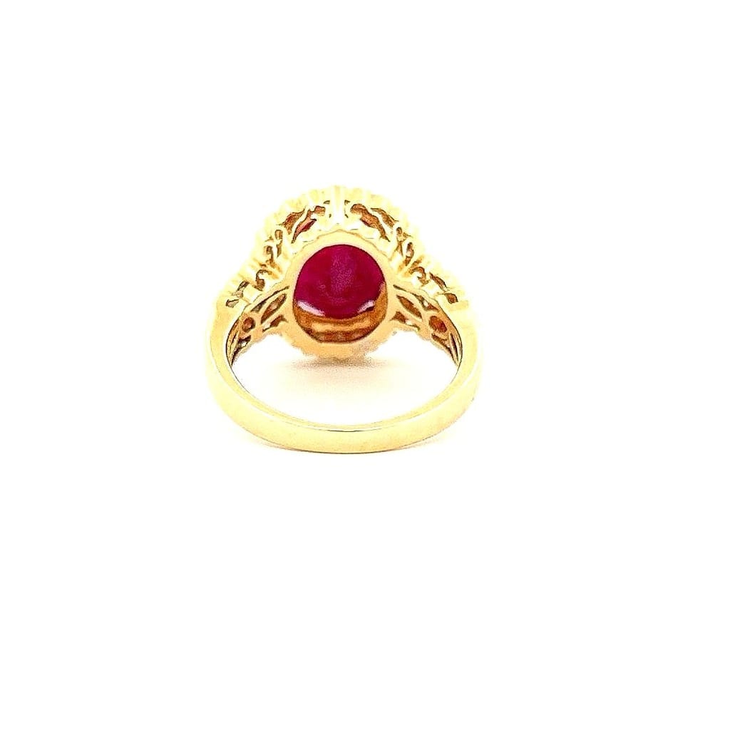 14K Yellow Gold Ruby & 0.33ctw Diamond Ring size 7 5