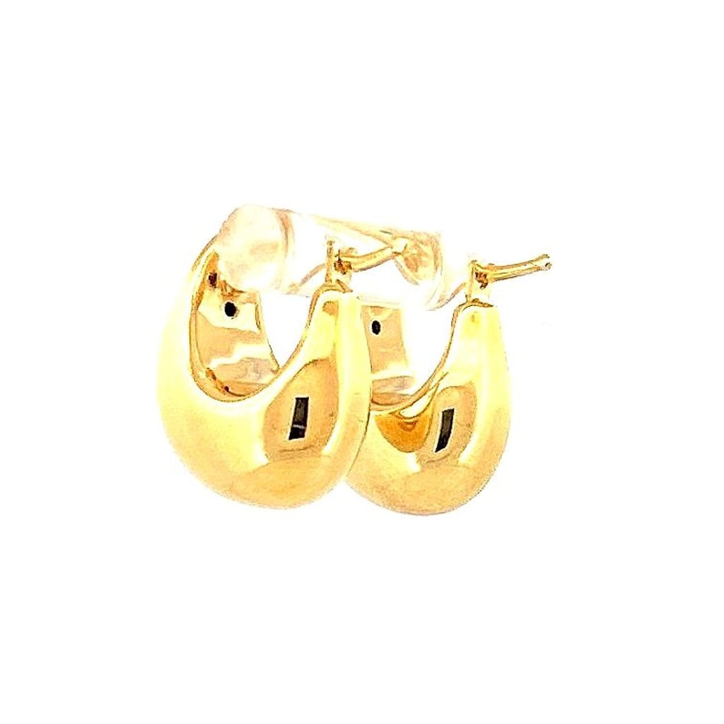 14K Yellow Gold Jumbo Dome Huggie Earrings 4