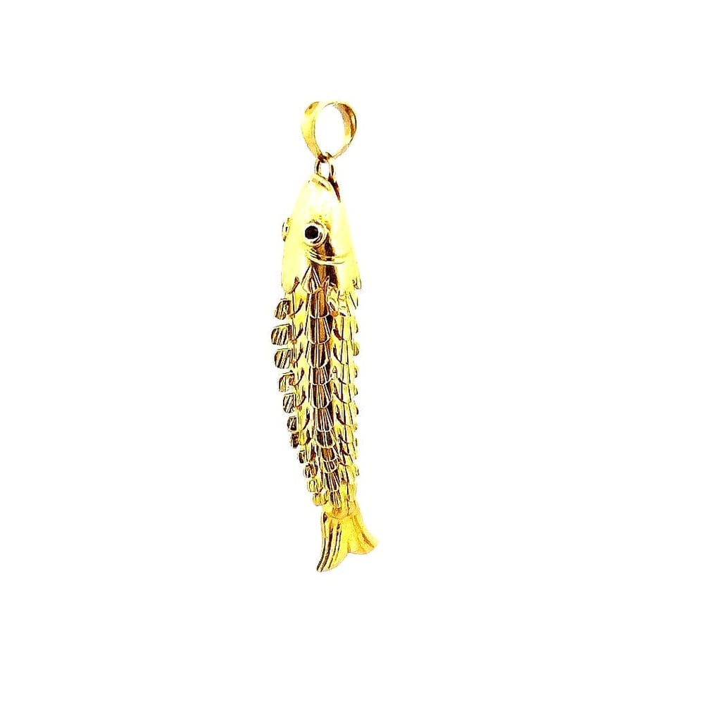 16K Yellow Gold Fish Pendant with Red Gemstones 4