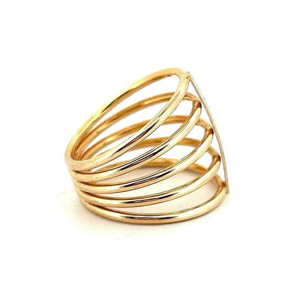 14K Two-Tone Gold 5 Row Ring Sz 9 5