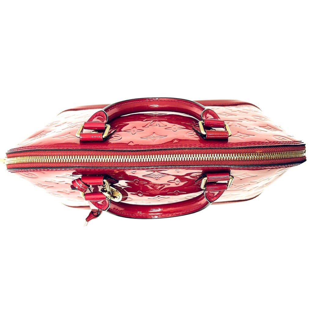 Louis Vuitton Alma MM Red Monogram Vernis Patent Leather Bag w/ Lock & Keys 5