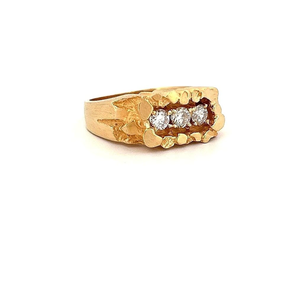 14K Yellow Gold .48 ctw Diamond Men's Nugget Ring Sz 9 5