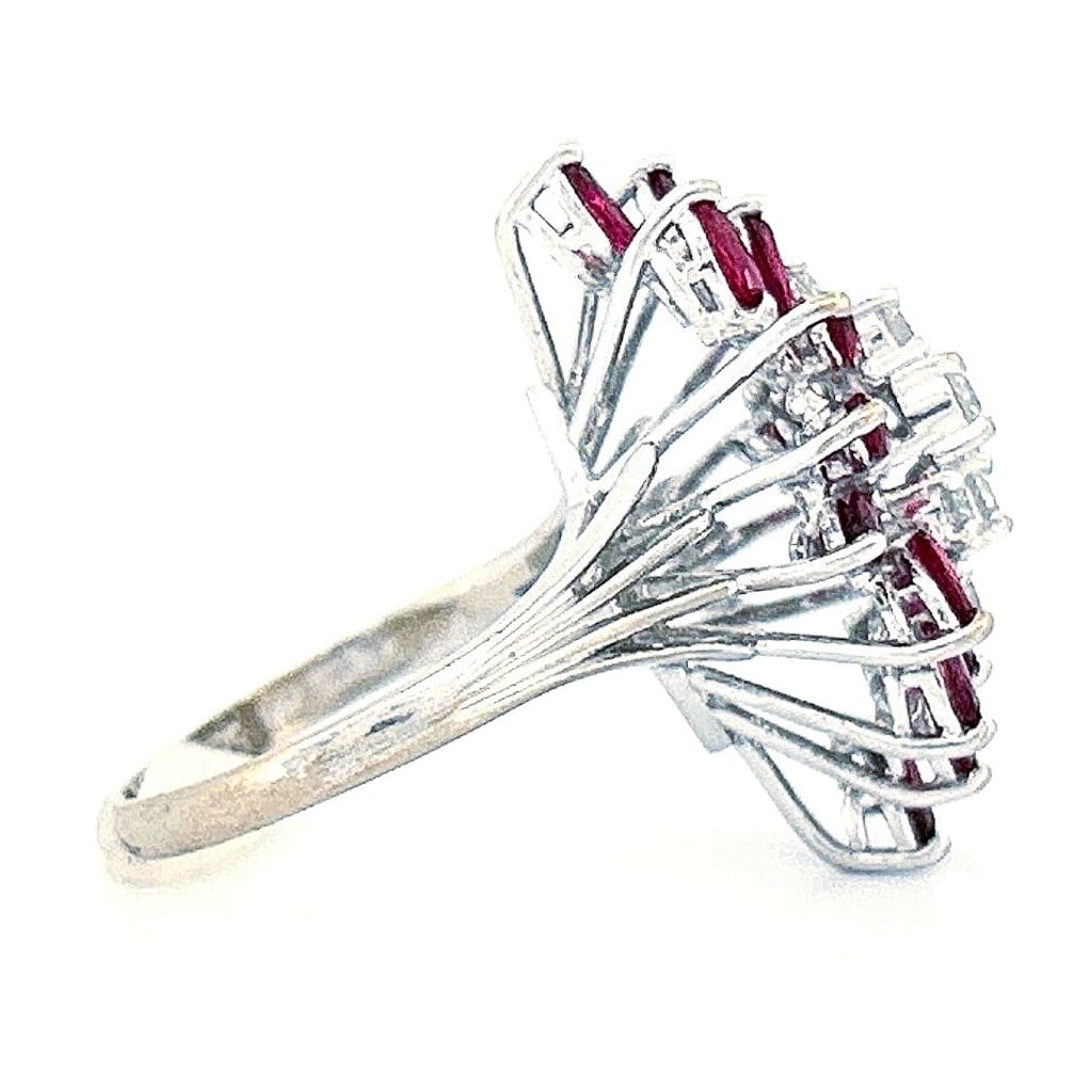 Vintage 14K White Gold 0.55 ctw Diamond and Ruby Ring Sz 7 6