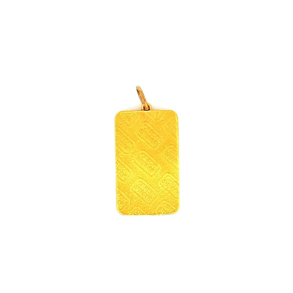 24K Yellow Gold 5g Pamp Suisse Lady Fortuna Bar set in 14K Yellow Gold 1.80ctw Diamond Bezel Pendant 6