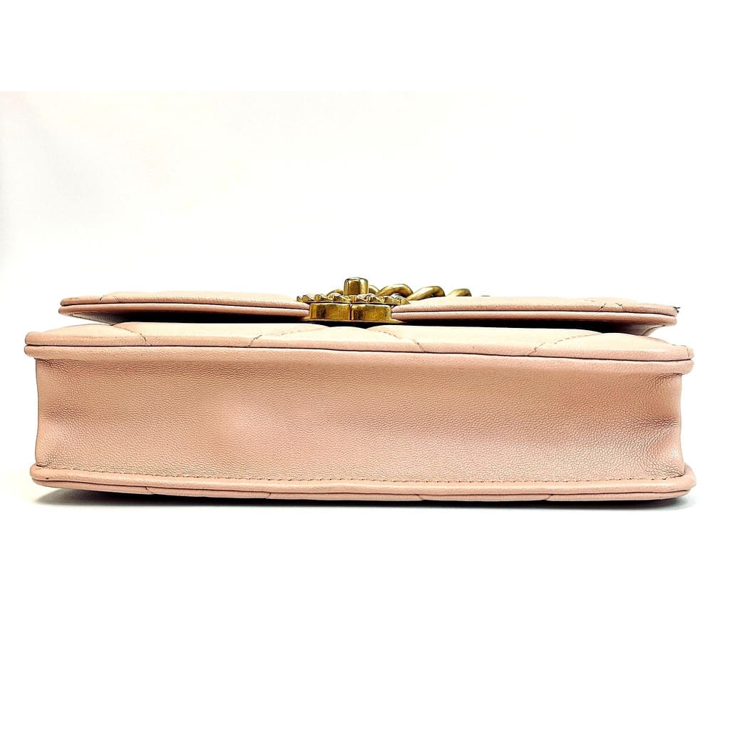 Chanel 19 Wallet-On-Chain Pink Leather Bag 6