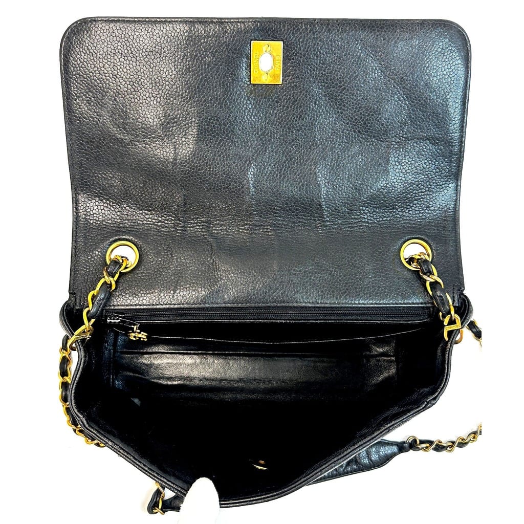 Chanel CC Square Flap Bag Black Caviar Leather 6