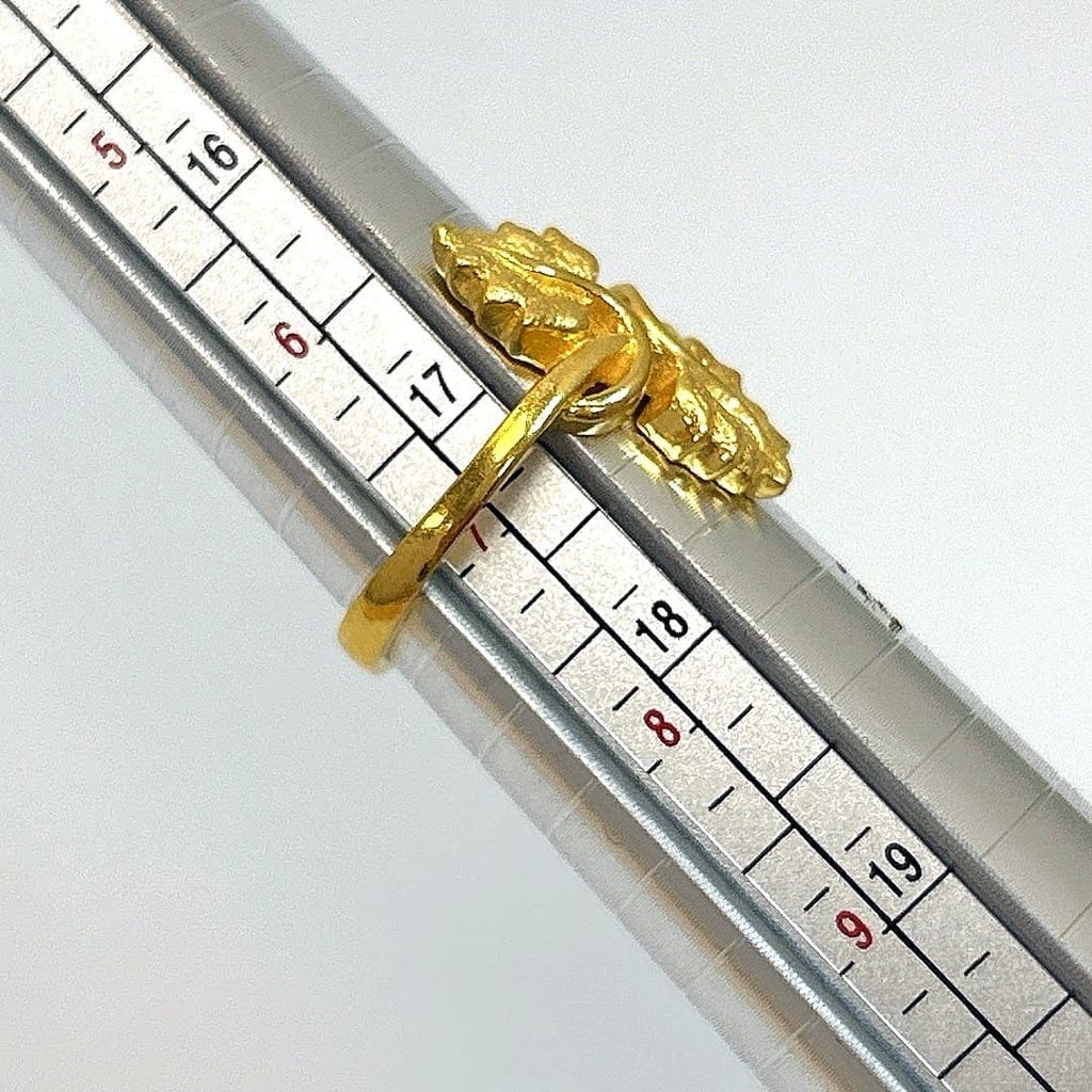 22K Yellow Gold Double Leaf Ring 6