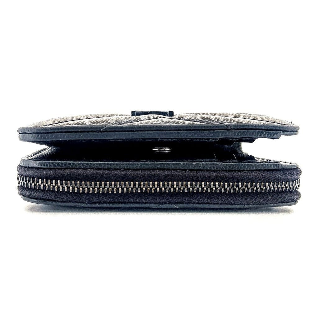 YSL Saint Laurent Cassandre Matelassé Wallet in Grain De Poudre Embossed Leather Black 6