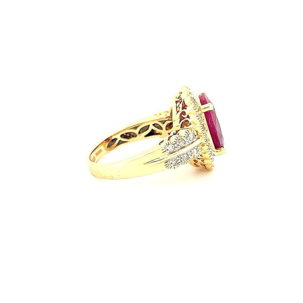 14K Yellow Gold Ruby & 0.33ctw Diamond Ring size 7 6