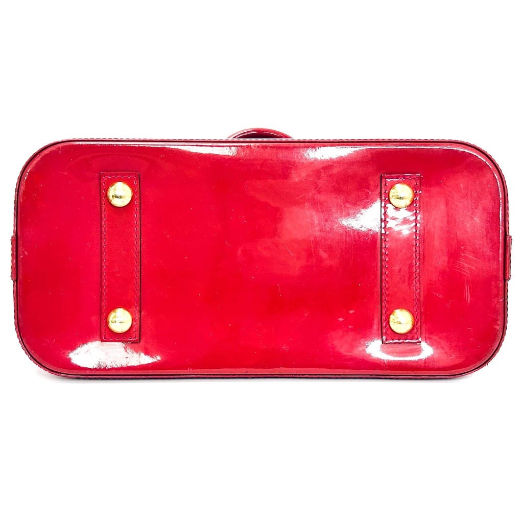 Louis Vuitton Alma MM Red Monogram Vernis Patent Leather Bag w/ Lock & Keys 6