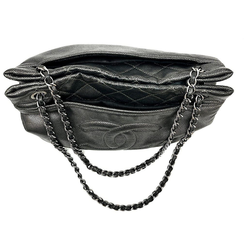 Chanel Timeless Soft Tote Metallic Caviar Dark Silver 6