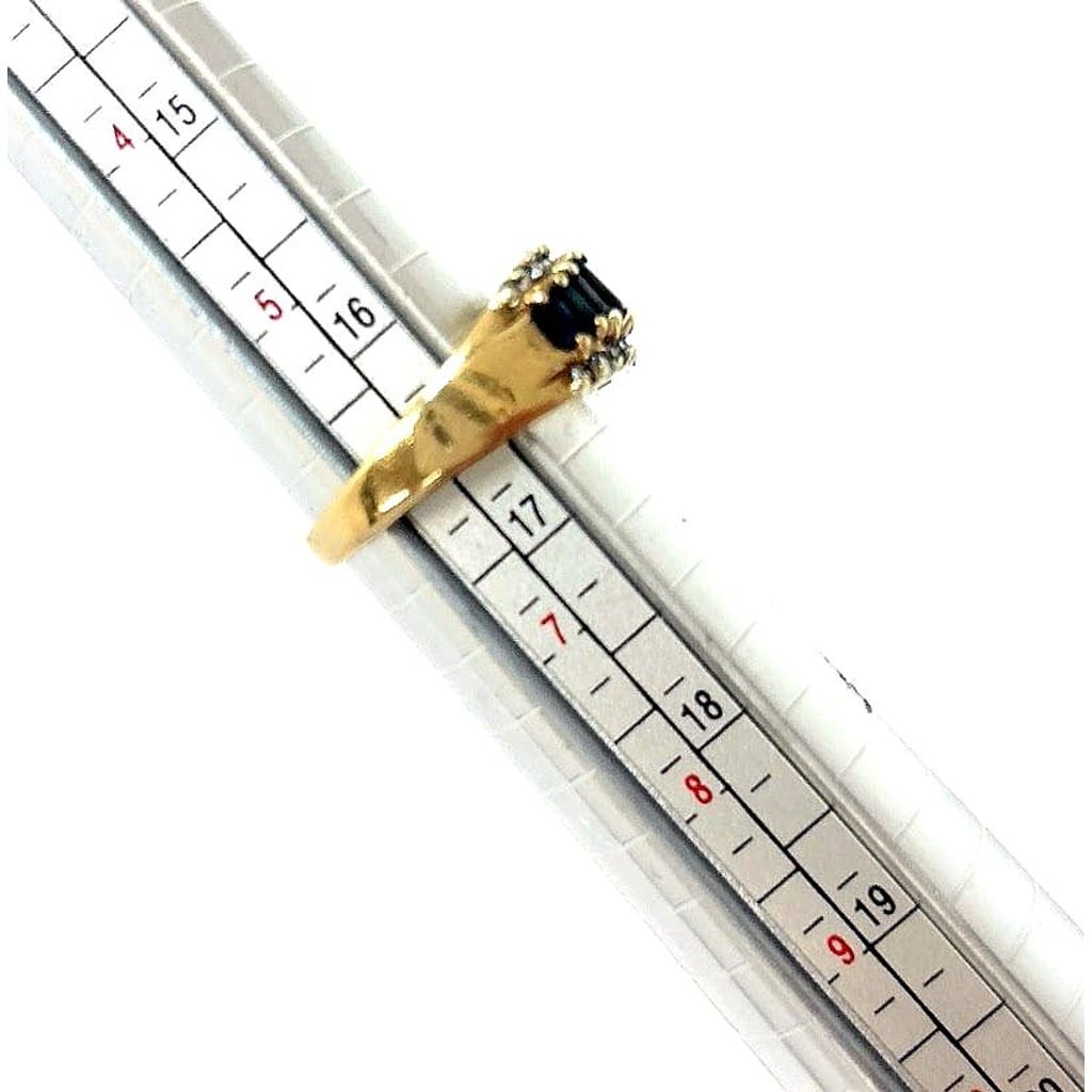 14K Yellow Gold Sapphire & 0.44ctw Diamond Ring Sz 6 7