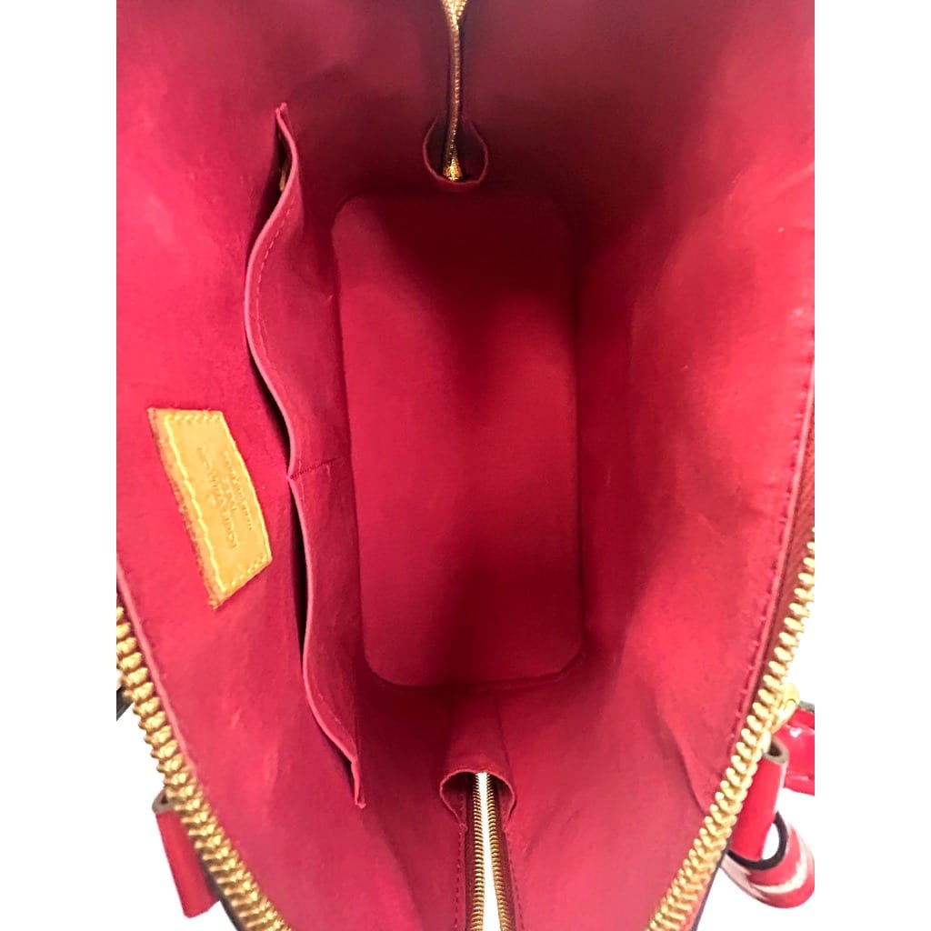 Louis Vuitton Alma MM Red Monogram Vernis Patent Leather Bag w/ Lock & Keys 7