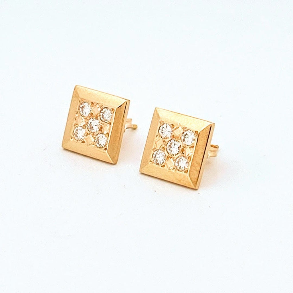 14K Yellow Gold 0.33 ctw Square Diamond Earrings 2
