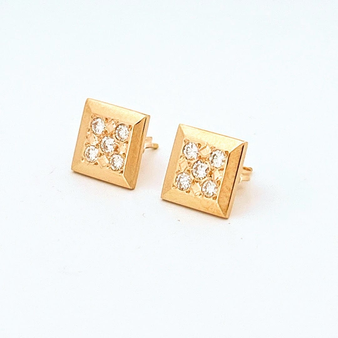 14K Yellow Gold 0.33 ctw Square Diamond Earrings 2