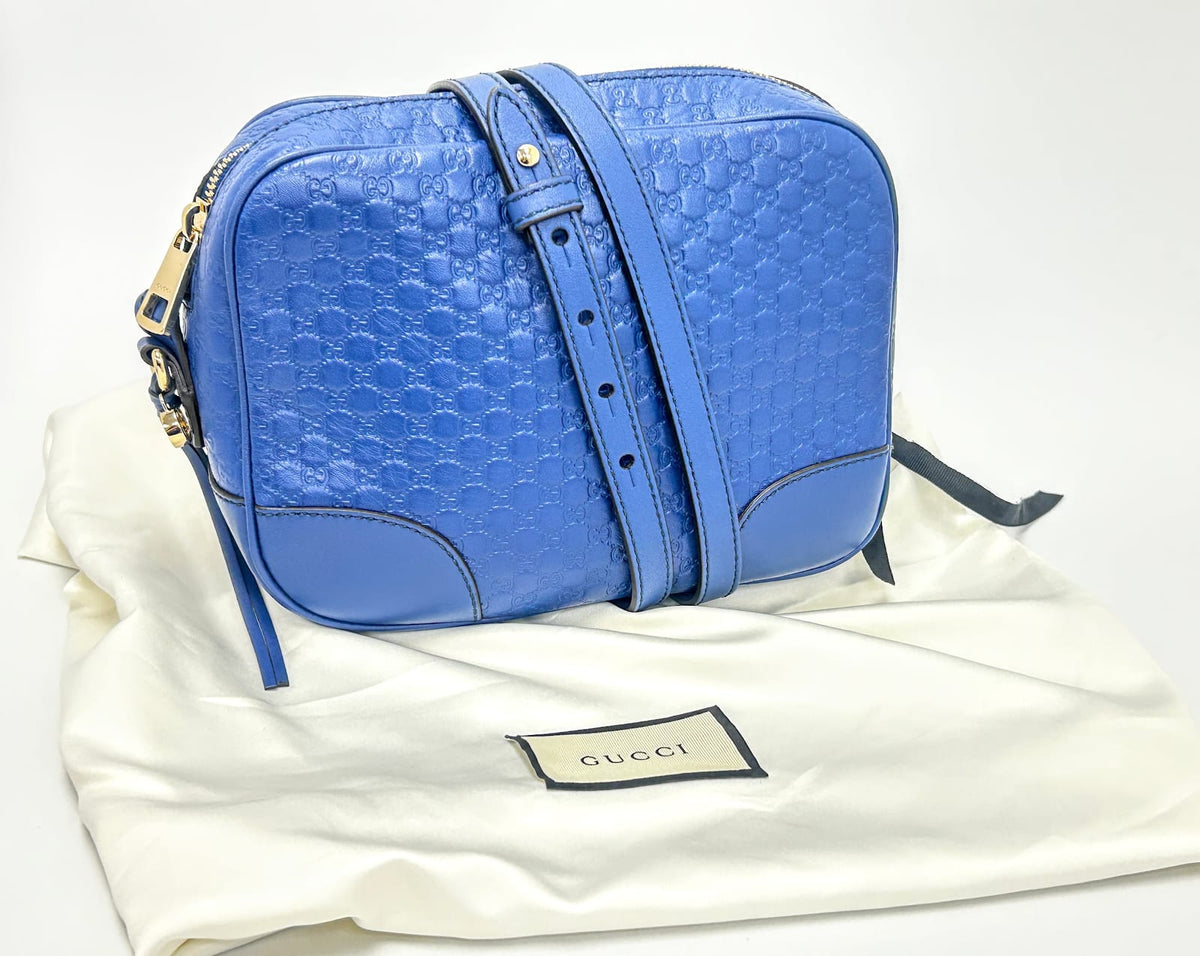 Gucci Microguccissima Bree Mini Crossbody Camera Bag Blue 2