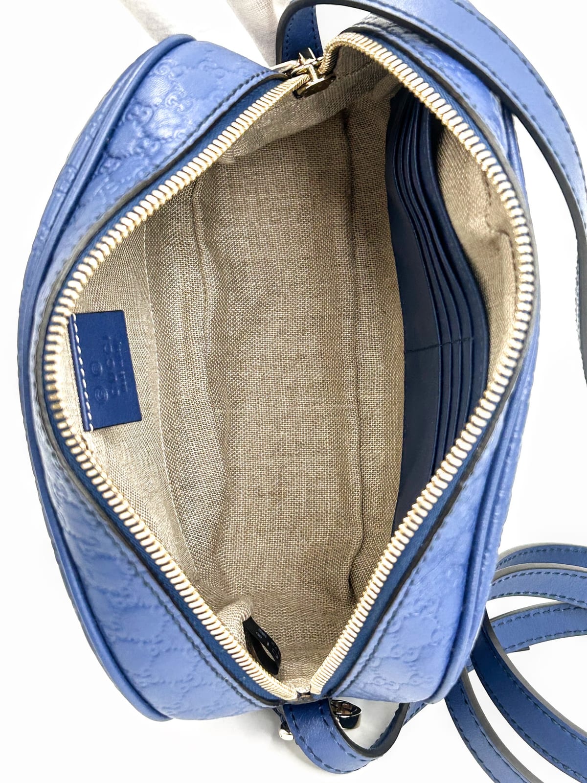 Gucci Microguccissima Bree Mini Crossbody Camera Bag Blue 9