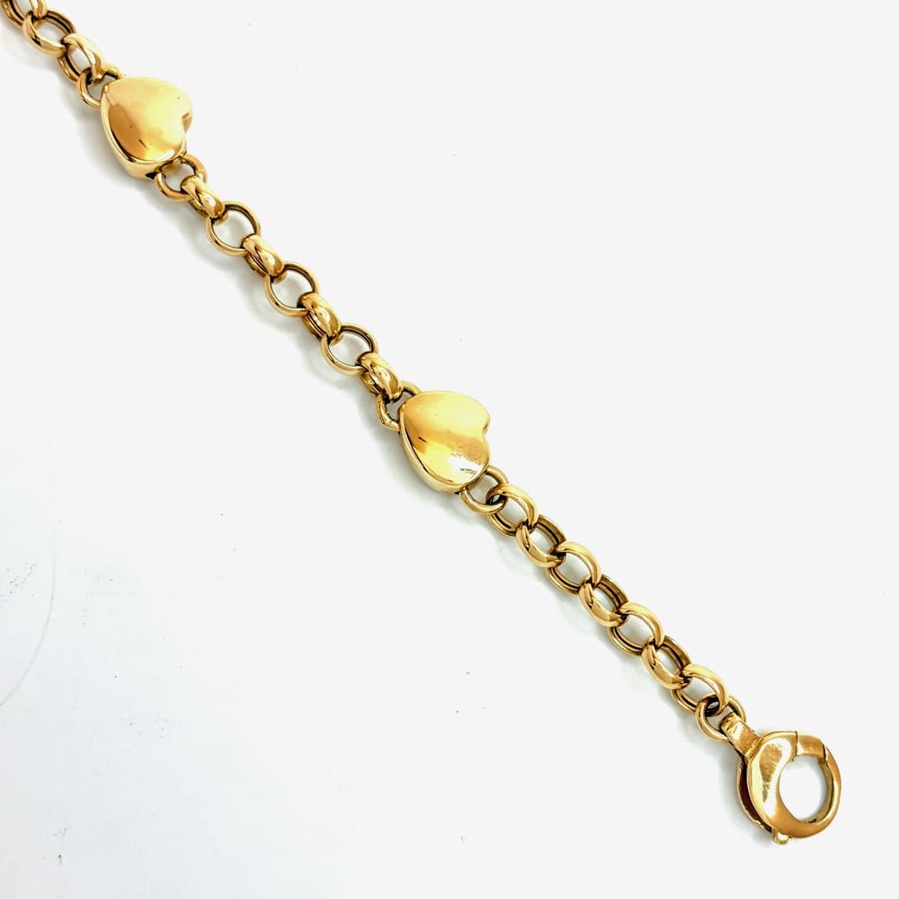 14K Yellow Gold Heart Link Bracelet 1