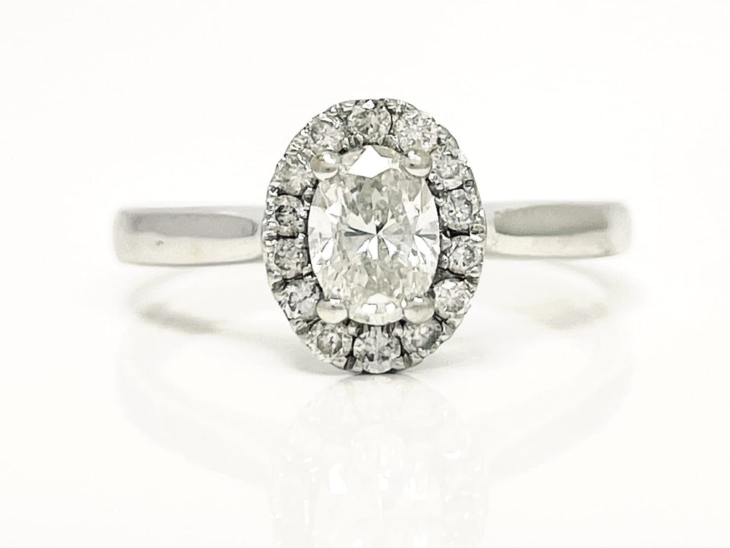 14K White Gold Diamond Halo Ring 1
