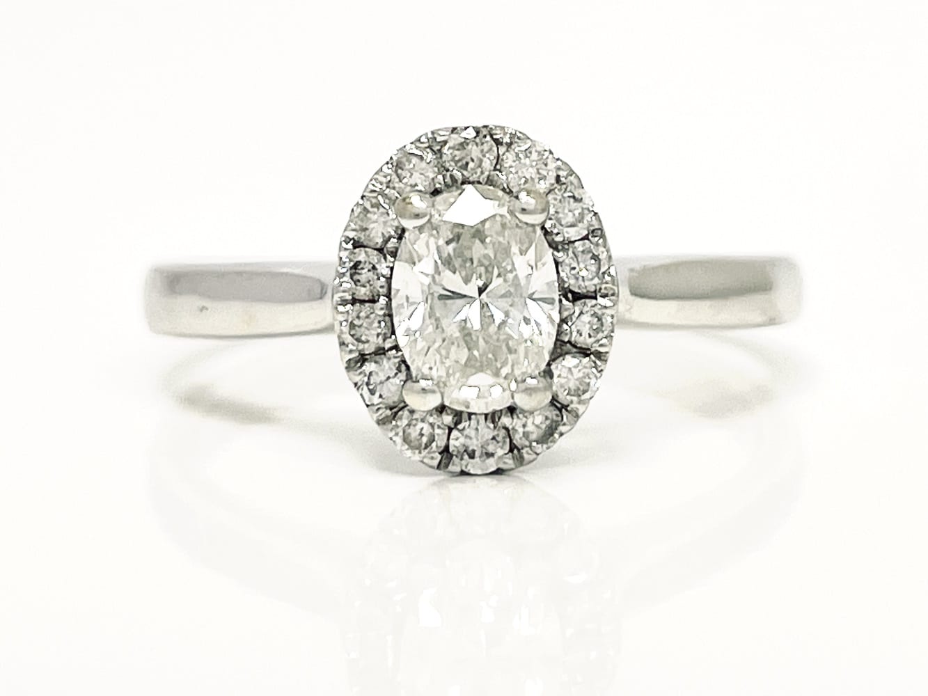 14K White Gold Diamond Halo Ring 1