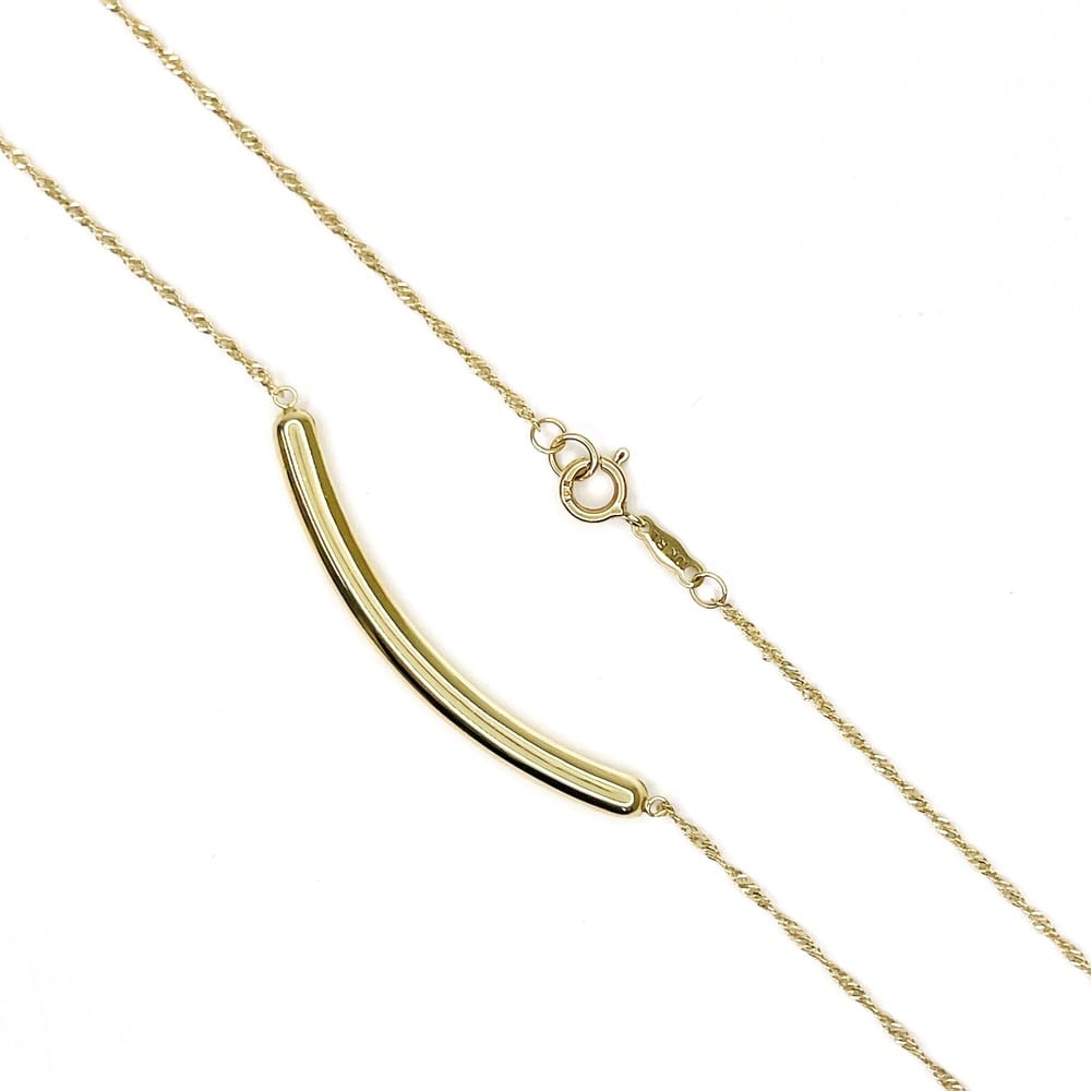 10K Yellow Gold Curved Bar Necklace 5
